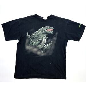 Vintage 90s 1998 Godzilla Movie Promo T Shirt Adult XL Cronies Black Faded Mens